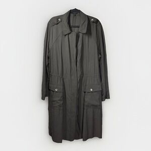 Lane Bryant Women Green Pockets Cinch Military Utility Long Trench Coat 18/20